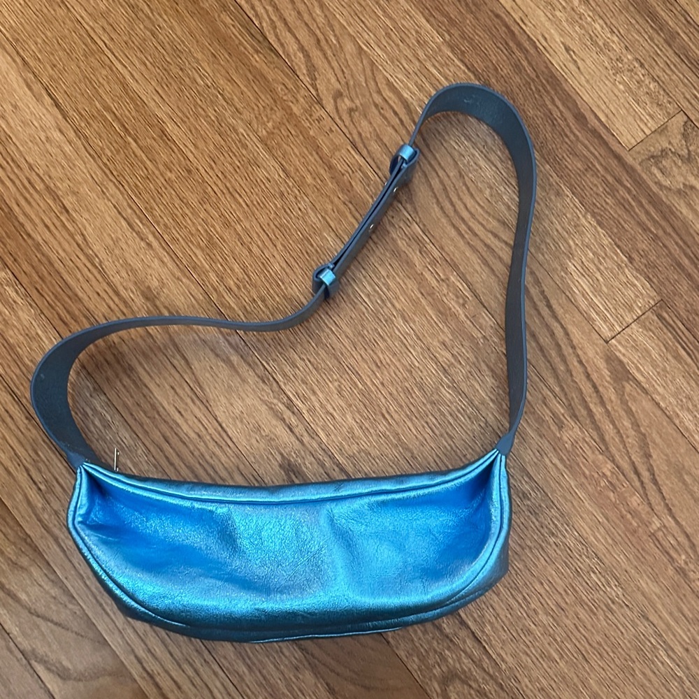 COS metallic blue Crossbody Bag.